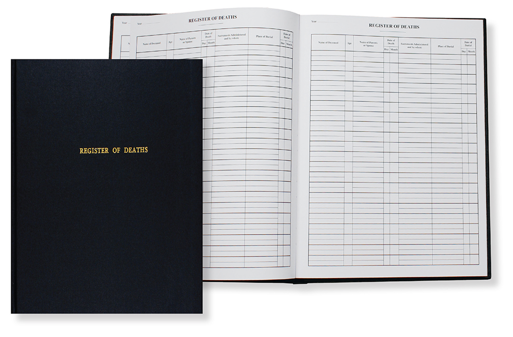 Book - Register of Deaths/Black 200 LEAF