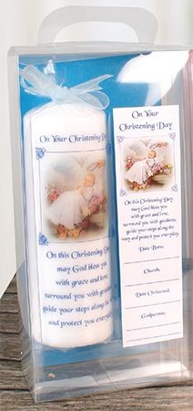 Christening Candle 8 inch Gift Boxed/Boy