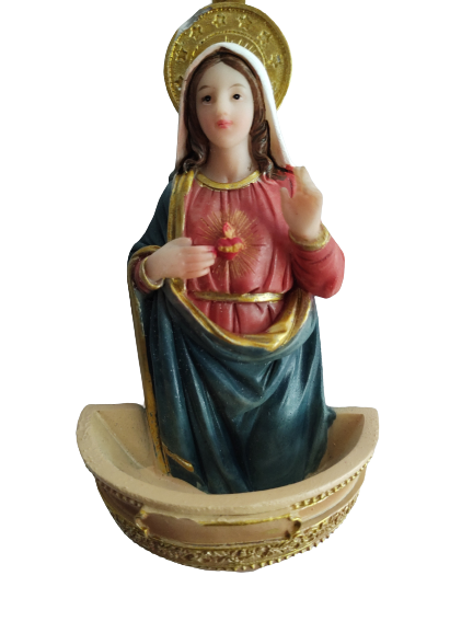 6'' I Heart of Mary Holy Water Font
