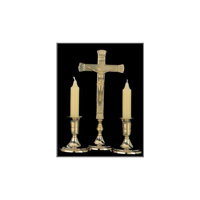 Metal Cross with two candle stands - G