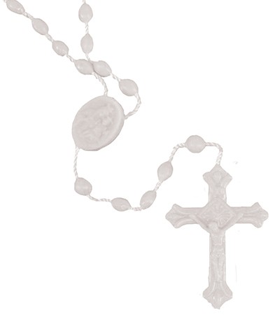 Plastic Rosary - Corded - White