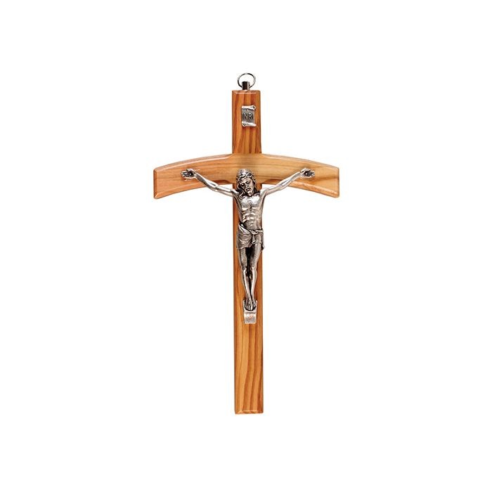 Olive Wood Crucifix 10 inch/Metal Crucifix