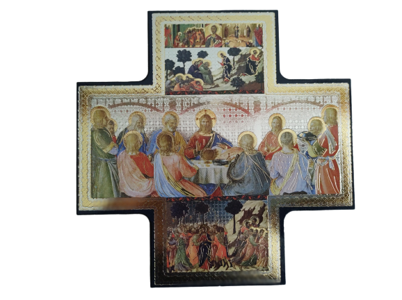 Wood Cross/Icon - Last Supper  6 x 6 Inch