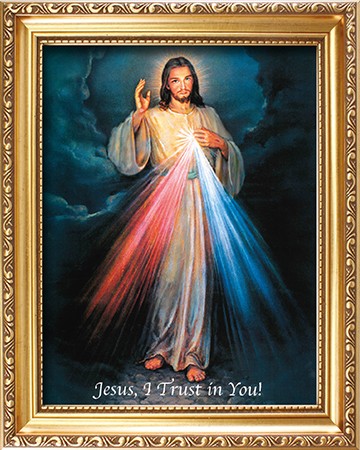 Wood Framed Picture/Divine Mercy