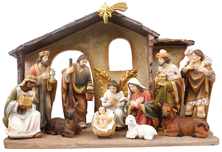 Nativity set 11 figures with shed