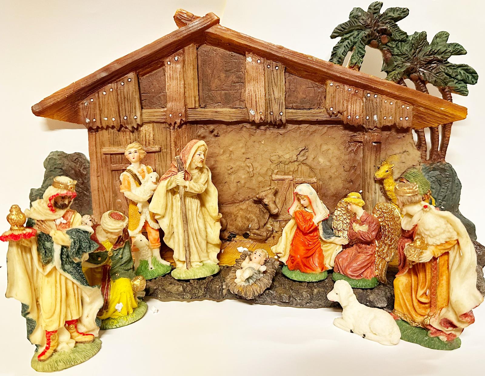 Nativity set with crib