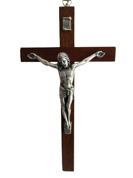 Mahogany Wood Crucifix 8 inch