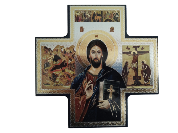 Wood Cross/Icon - Teaching Christ  6 x 6 Inch