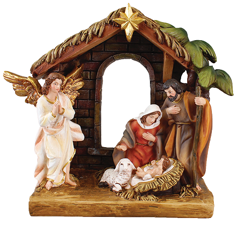Resin Nativity/Holy Family/Coloured - 7 3/4 inch