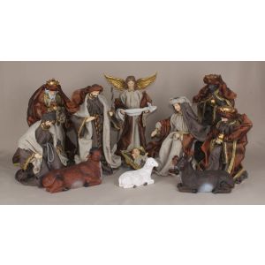 12" Fabric Nativity 11 pcs Brass