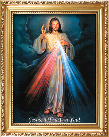 Wood Framed Picture/Divine Mercy