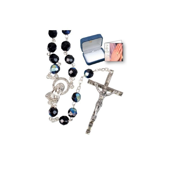 Glass Rosary - Black
